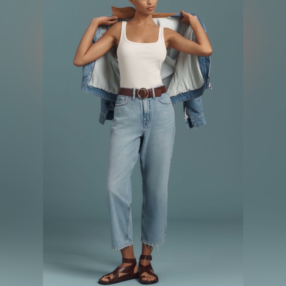 Good American 90’s Mid-Rise Crop Straight-Leg Jeans, NWT
